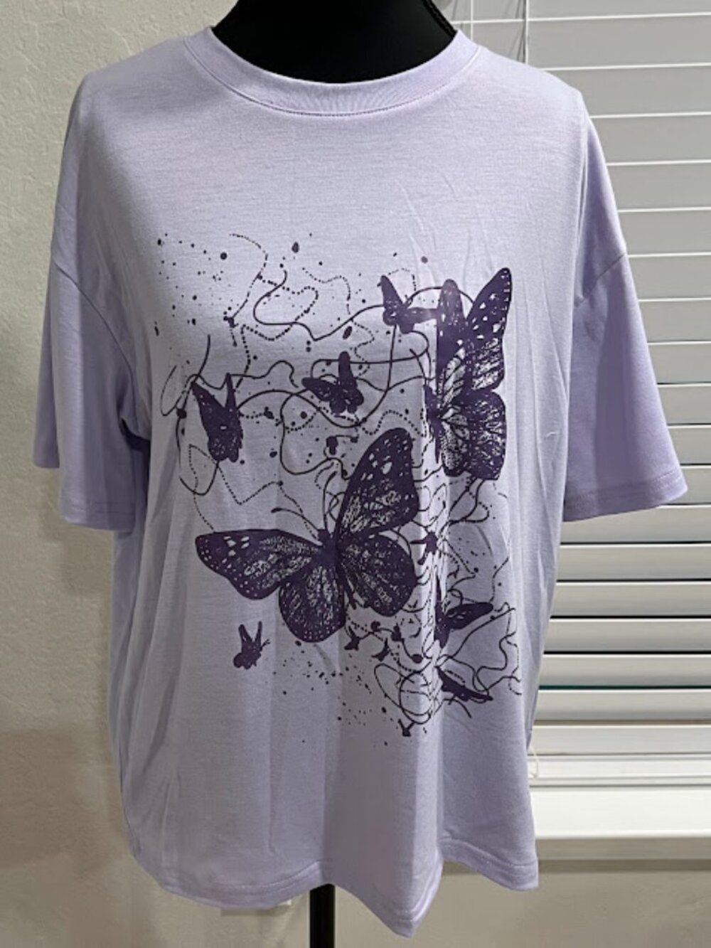 SHEIN Light Purple Butterfly Shirt